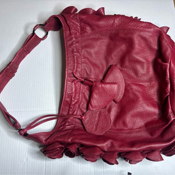 Vince Camuto Vintage Elegant Red Leather with flower side Women's Bag - Picture 6 of 14